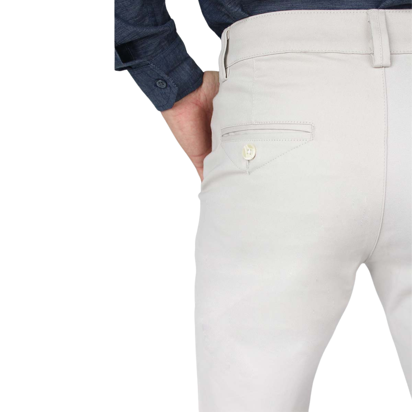 Pantalón Color Arena Stretch Slim Fit De Algodón Para Caballero