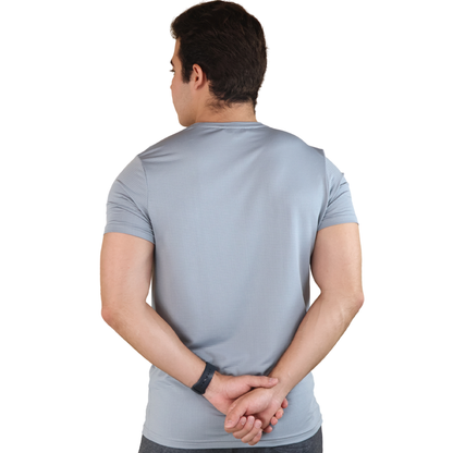 Playera Deportiva Secado Rápido Gris Para Hombre Manga Corta