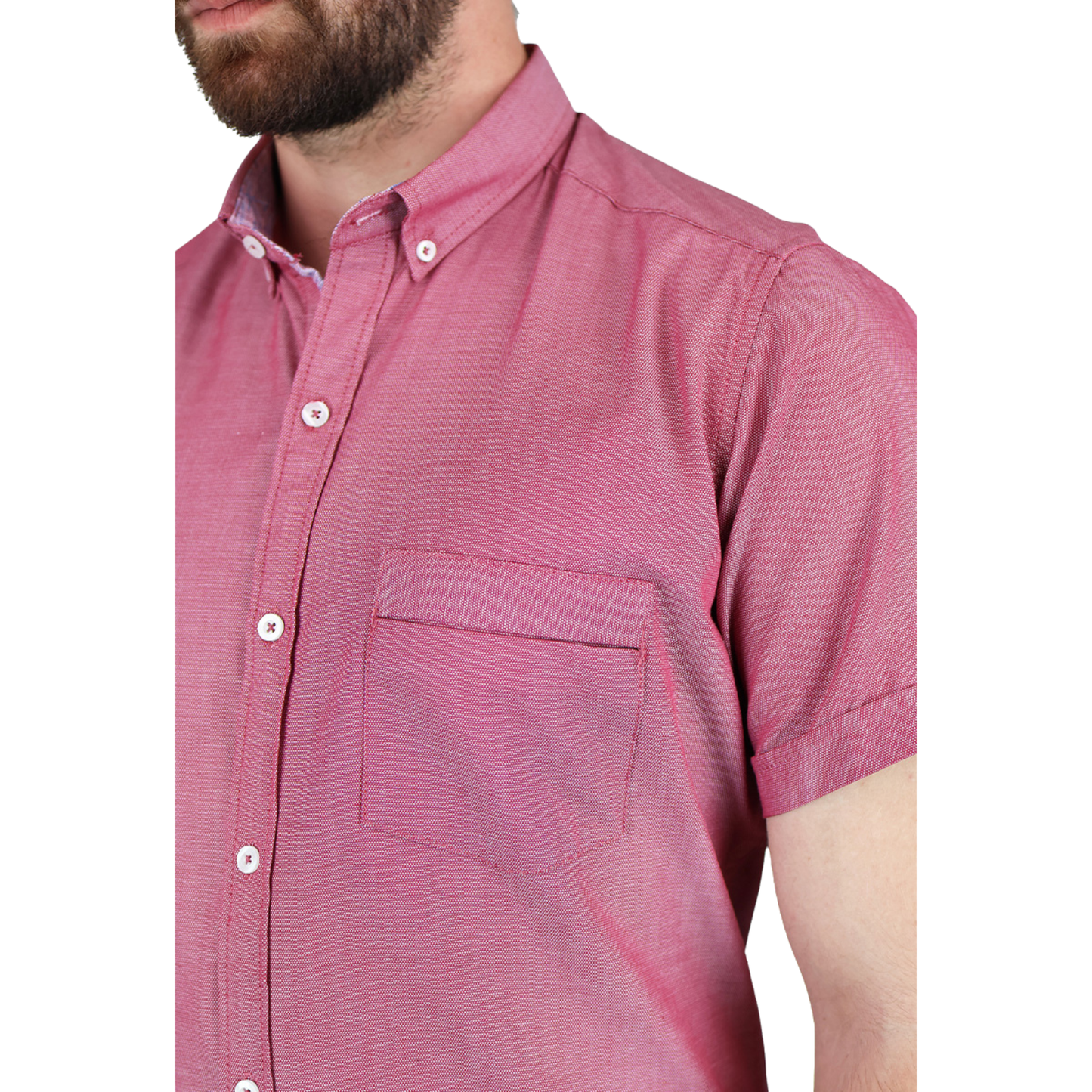 Camisa Manga Corta Slim Fit Cuello Americano Para Caballero