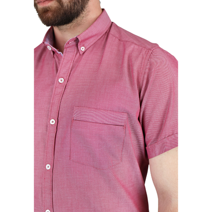 Camisa Manga Corta Slim Fit Cuello Americano Para Caballero