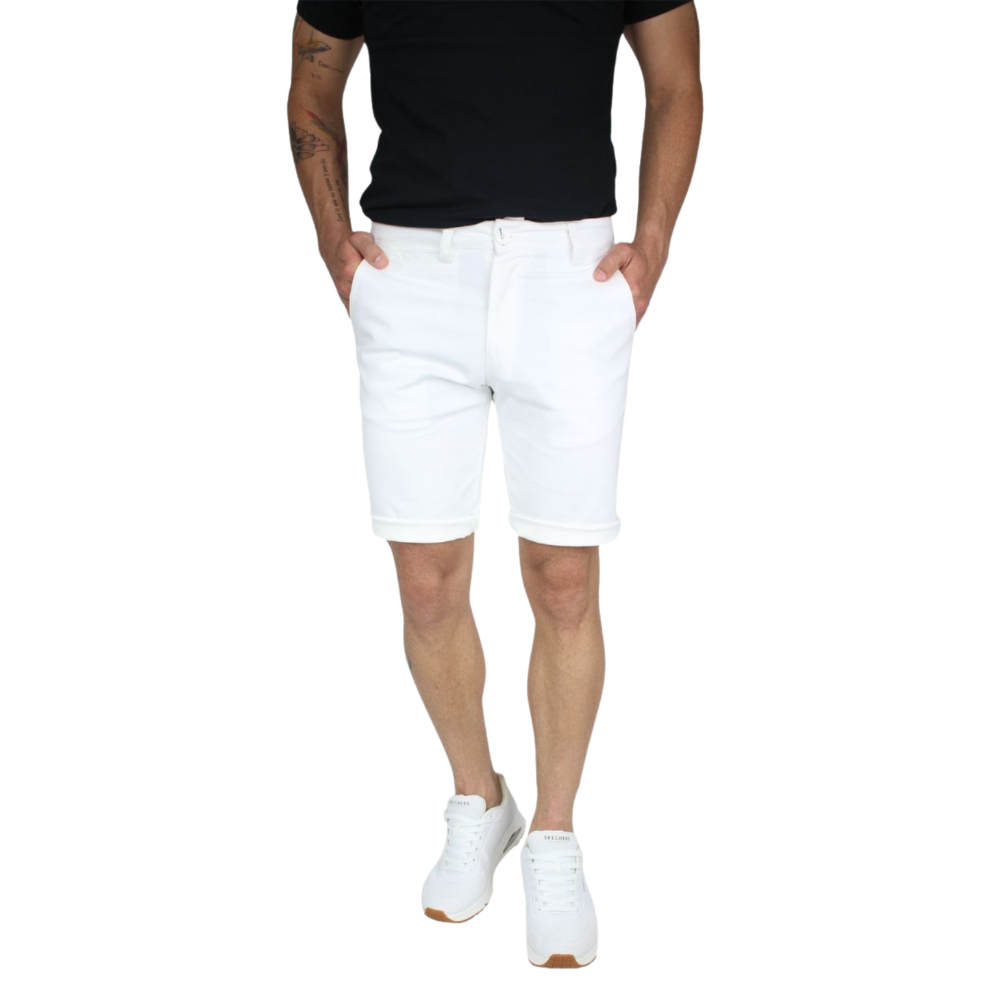 Bermuda De Vestir Color Blanco De Algodón Corte Slim Fit Para Hombre