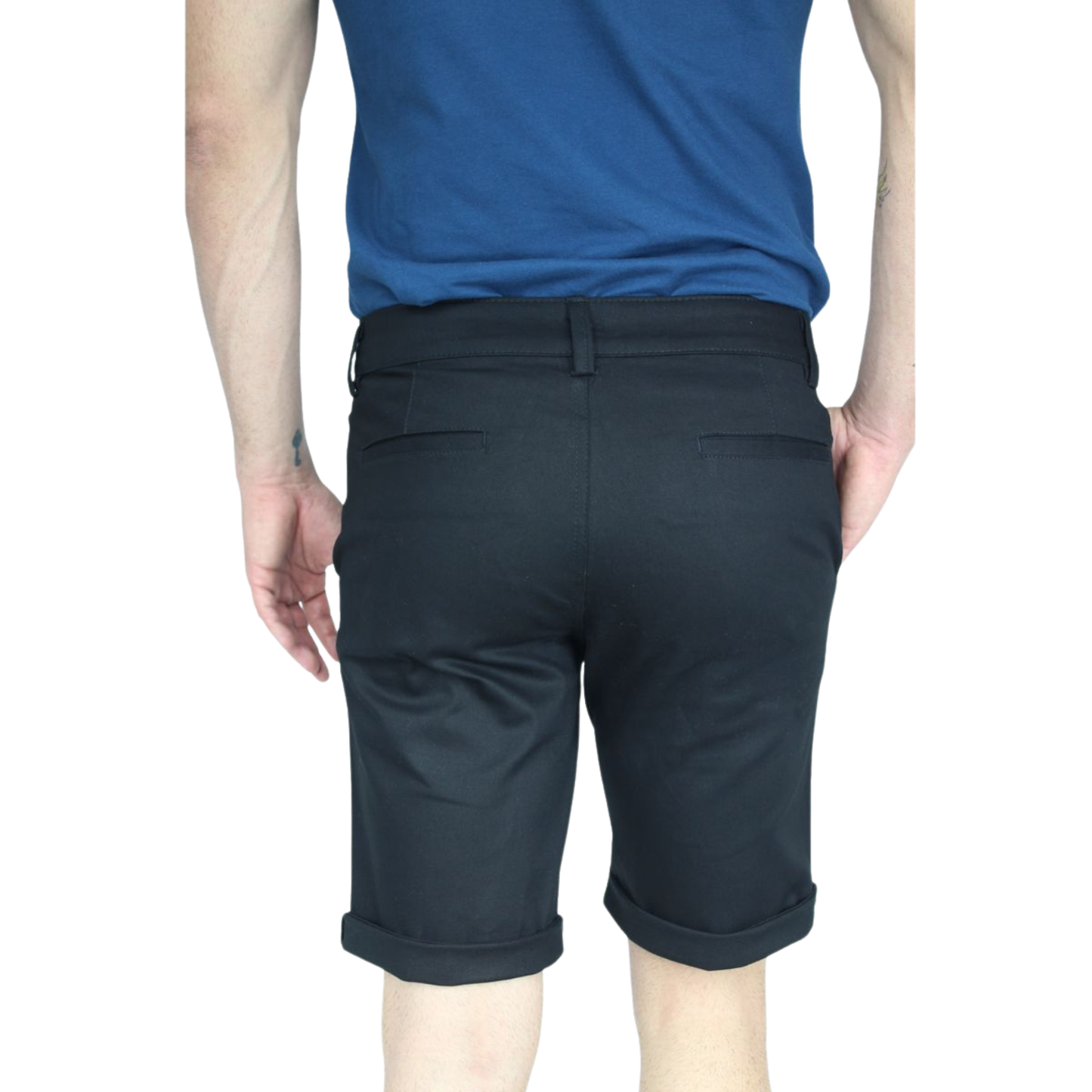 Men's Black Slim Fit Stretch Cotton Bermuda Shorts