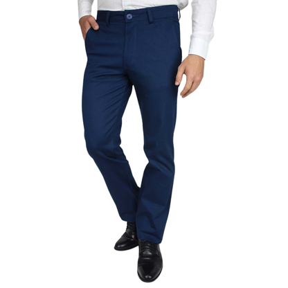 Pantalón Corte Regular Color Azul Plúmbago De Algodón Para Caballero