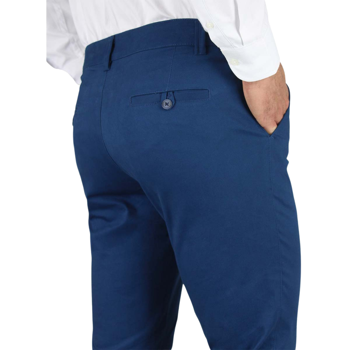 Pantalón Chino Color Azul Plúmbago Slim Fit De Algodón Para Hombre
