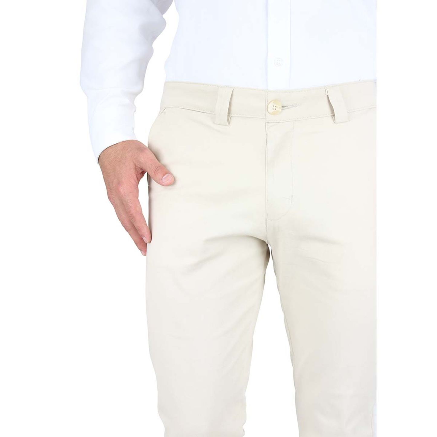 Pantalones Chinos Color Arena Slim Fit De Algodón Para Caballero
