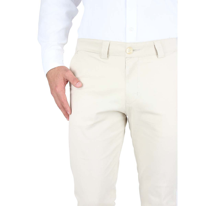 Pantalones Chinos Color Arena Slim Fit De Algodón Para Caballero
