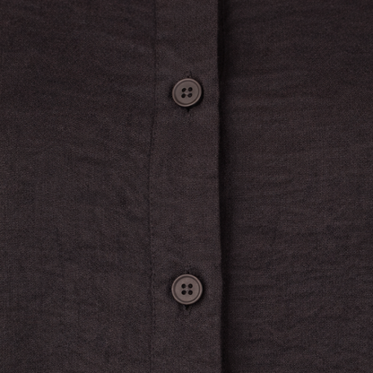 Women's Modern Black Long Sleeve Blouse with Ruffles and Buttons