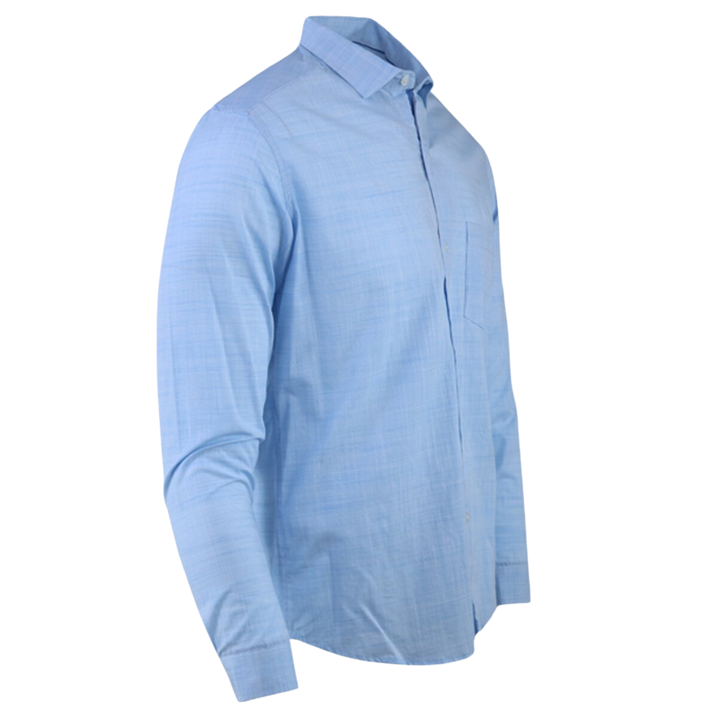 Men's Slim Fit Long Sleeve Linen Texture Marled Blue Shirt