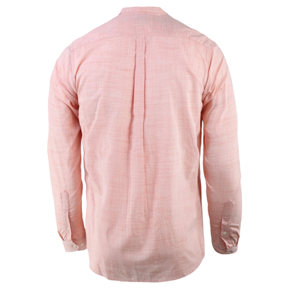 Men's Slim Fit Melon-Colored Long-Sleeve Italian Collar Dress Shirt