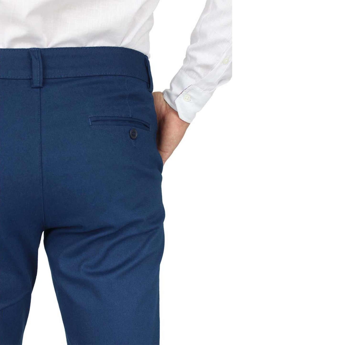 Pantalón De Vestir Stretch Color Azul Plúmbago Slim Fit Para Hombre