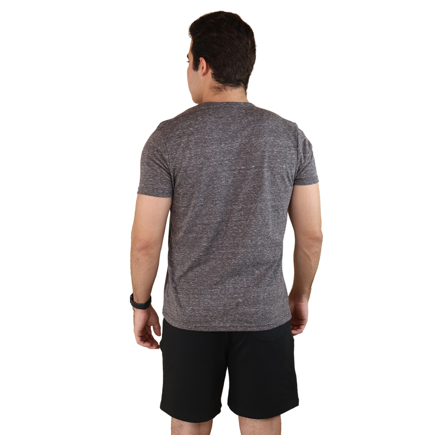 Playera Básica Cómoda Gris Jaspe Manga Corta Cuello Redondo Casual