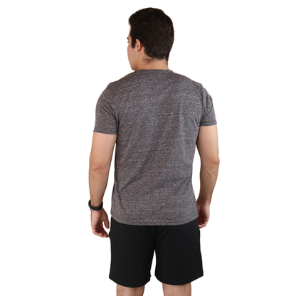 Playera Básica Cómoda Gris Jaspe Manga Corta Cuello Redondo Casual