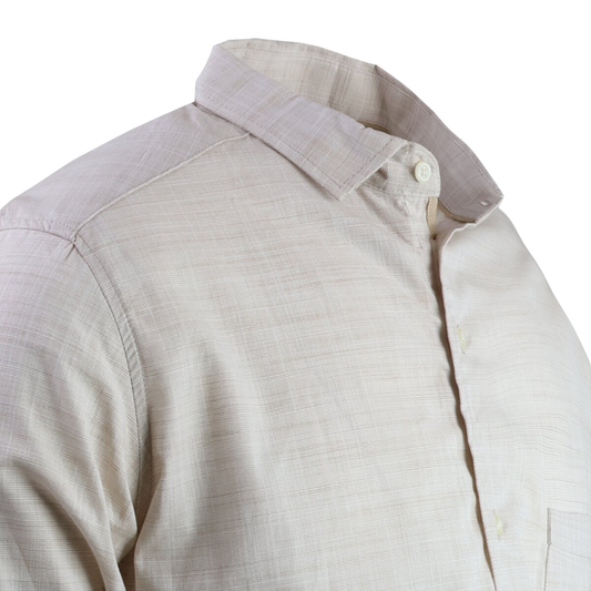 Camisa Slim Fit Manga Larga Color Caqui Para Hombre