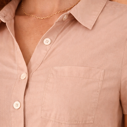 Blusa Caqui Diseño Moderno Manga Corta Cintura Ajustable Cómoda y Elegante
