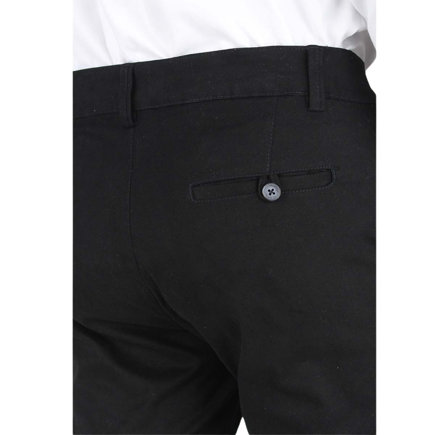 Men's Black Slim Fit Chino Trousers Cotton