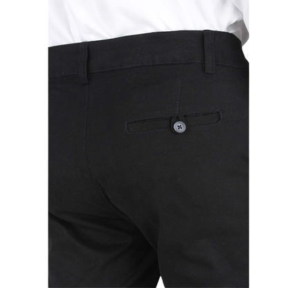 Men's Black Slim Fit Chino Trousers Cotton