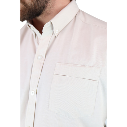 Camisa Manga Corta Slim Fit Cuello Americano Para Caballero