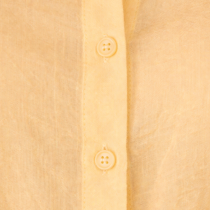 Modern Yellow Blouse with Buttons and Ruffled Long Sleeves