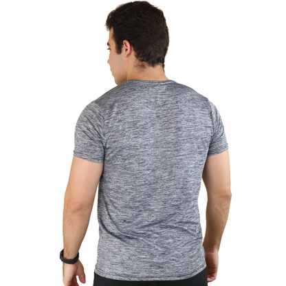 Playera Deportiva Hombre Color Gris Jaspe Secado Rápido