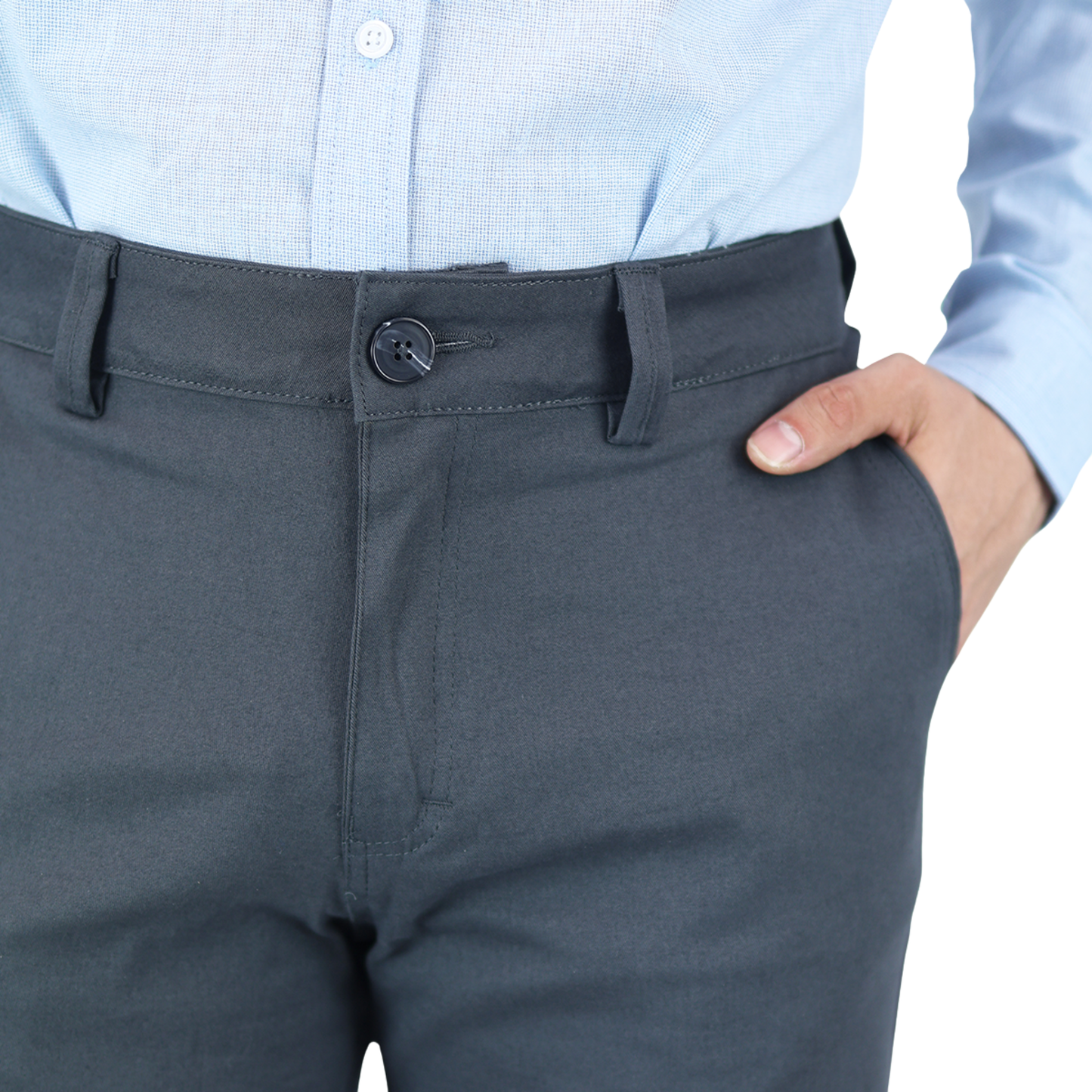 Pantalón Stretch Color Gris Slim Fit De Algodón Para Hombre