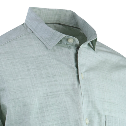 Camisa Elegante Manga Larga Verde Manzana Slim Fit Textura Lino Para Hombre