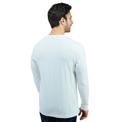 Playera Manga Larga Básica Blanca Stretch Muscle Fit Para Caballero