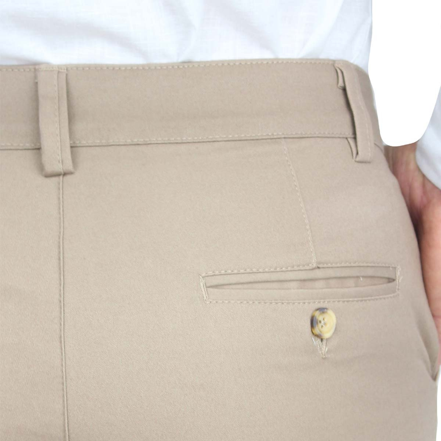 Men's Khaki Regular Stretch Cotton Pants