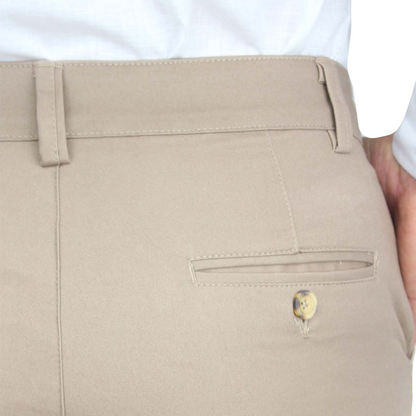 Men's Khaki Regular Stretch Cotton Pants