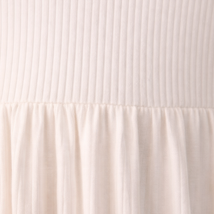 Vestido Corto Blanco Manga Corta Textura Ultra Suave Para Dama