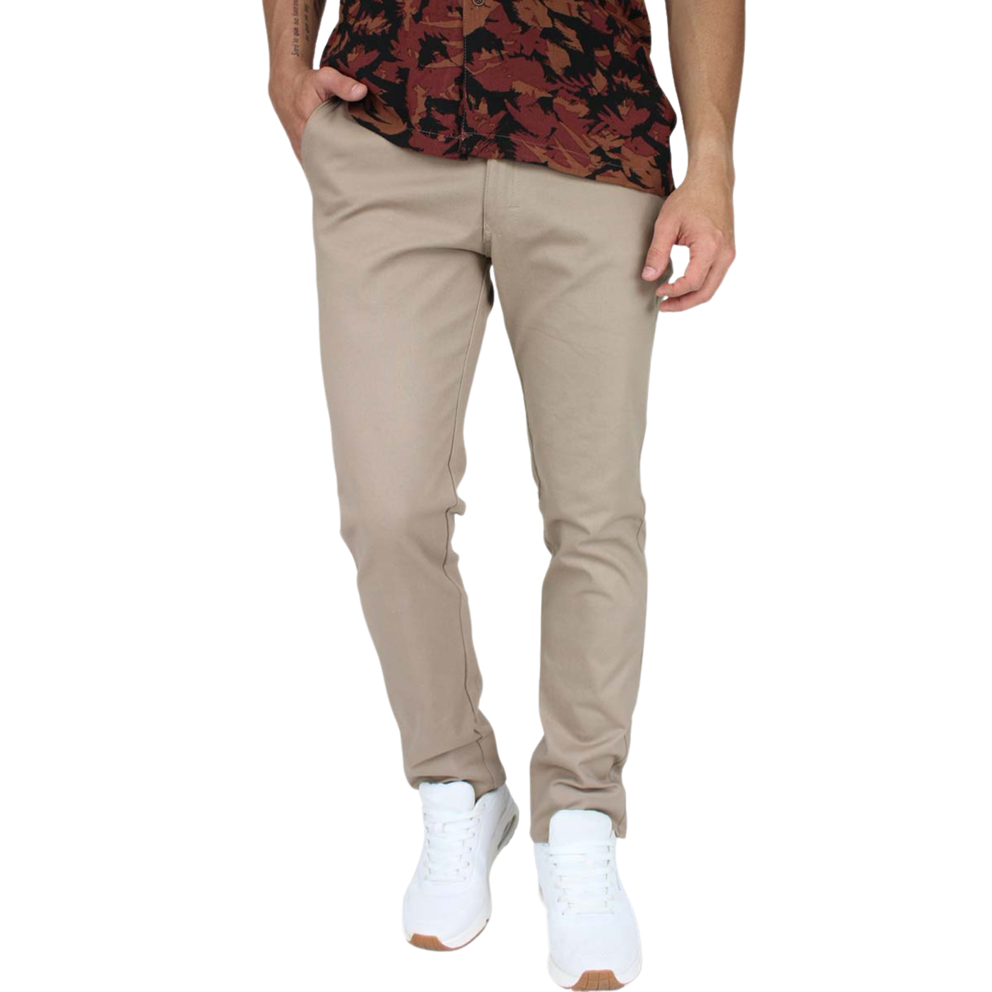 Pantalón de Vestir Stretch Color Caki Slim Fit Para Hombre