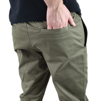 Men's Military Green Casual Joggers with Elastic Waist