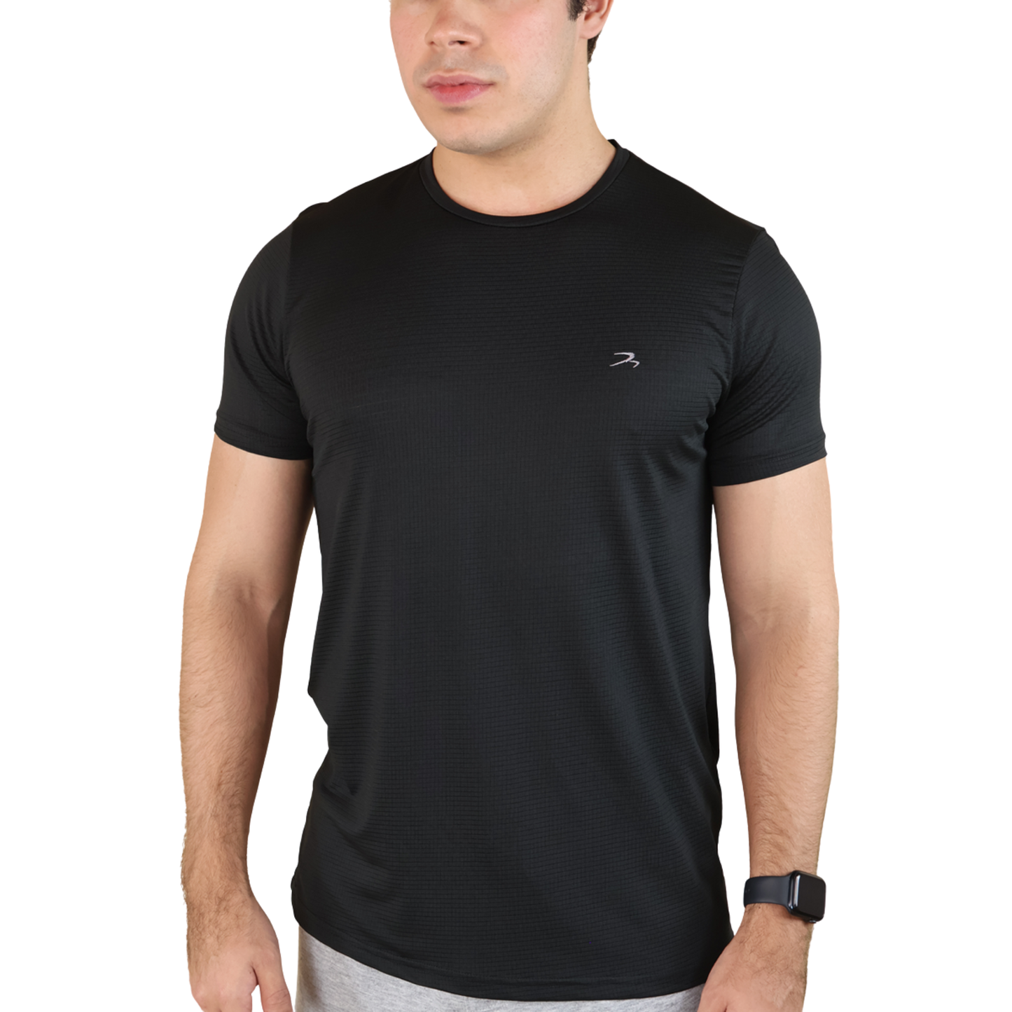 Playera Hombre Fitness Negro Manga Corta Secado Rápido