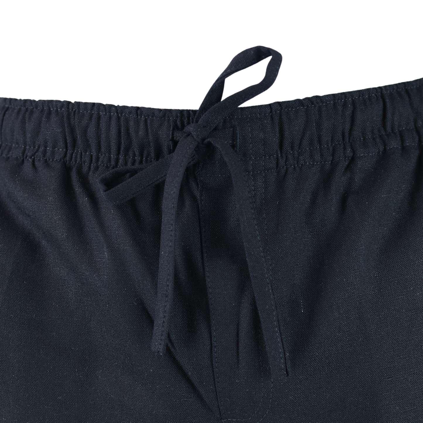Short Negro Con Bolsillos Jareta Falsa Cintura Ajustable Para Caballero
