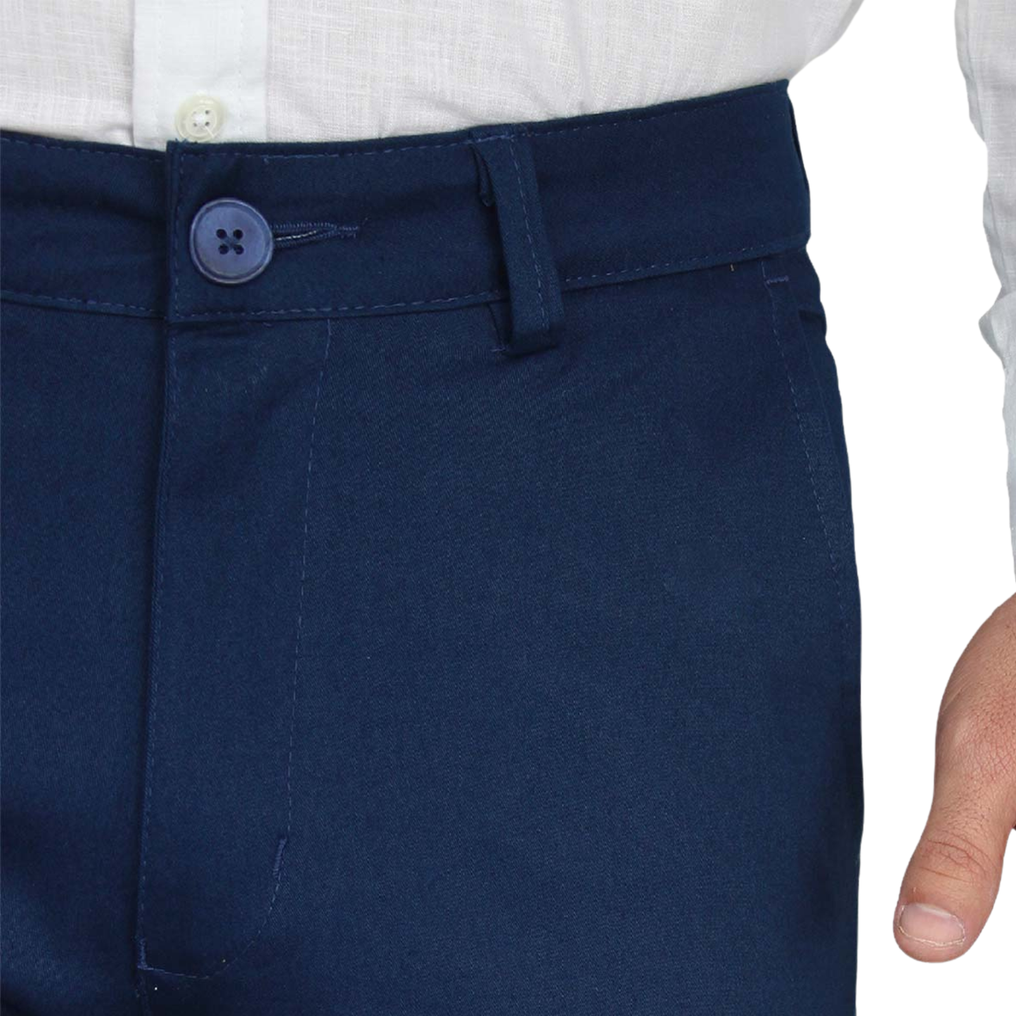 Pantalón Corte Regular Color Azul Plúmbago De Algodón Para Caballero
