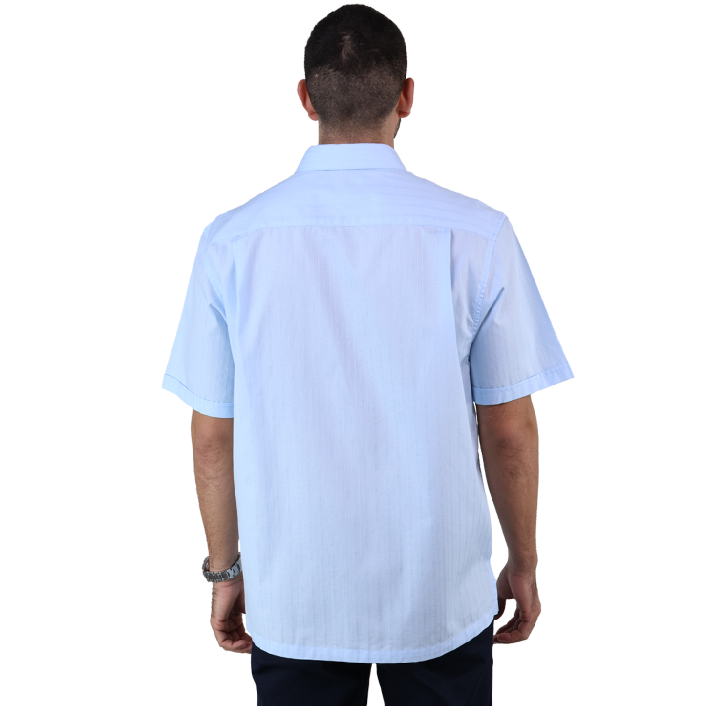 Camisa Manga Corta Textura Rayas Corte Clásico Para Hombre