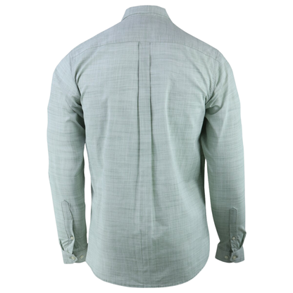 Camisa Elegante Manga Larga Verde Manzana Slim Fit Textura Lino Para Hombre