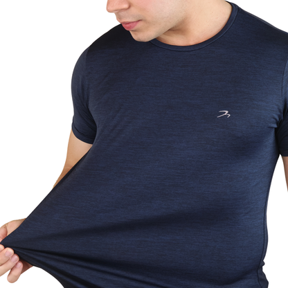 Men's Navy Blue Quick Dry Short Sleeve Athletic T-Shirt