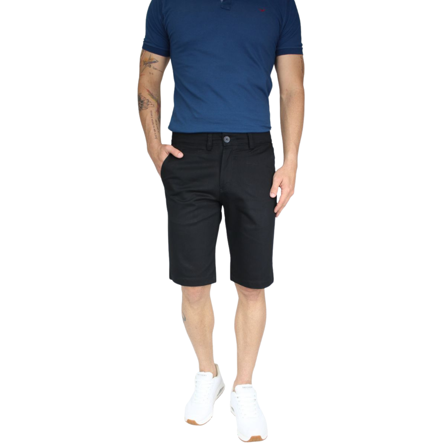 Men's Black Slim Fit Stretch Cotton Bermuda Shorts
