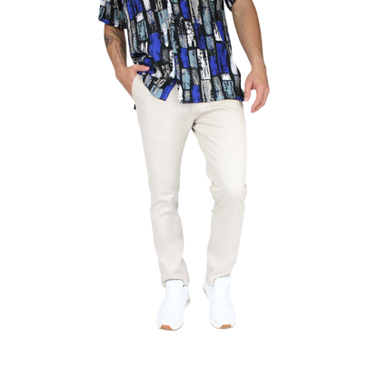 Pantalón Color Arena Stretch Slim Fit De Algodón Para Caballero