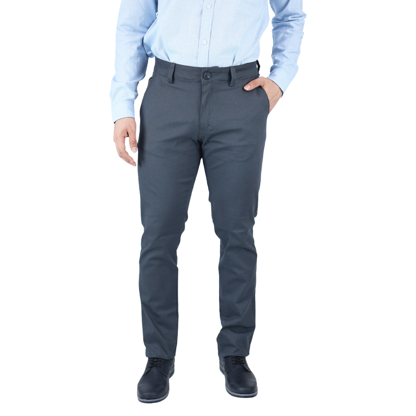 Pantalón Stretch Color Gris Slim Fit De Algodón Para Hombre