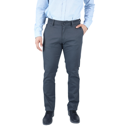 Pantalón Stretch Color Gris Slim Fit De Algodón Para Hombre