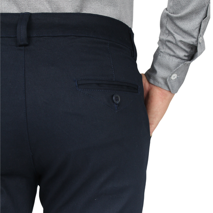 Men's Navy Blue Slim Fit Stretch Dress Pants
