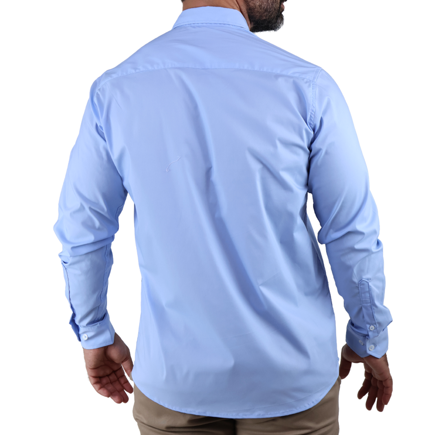 Camisa de Vestir Moda Manga Larga Slim Fit Azul Para Hombre