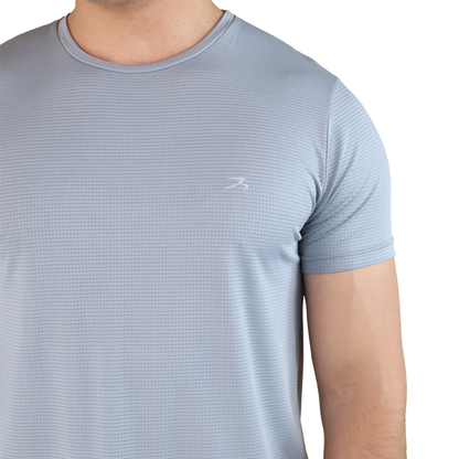 Playera Deportiva Secado Rápido Gris Para Hombre Manga Corta