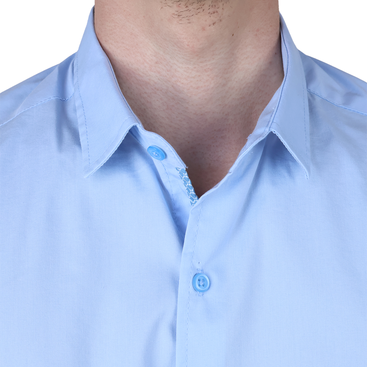 Camisa Básica Azul Cielo Slim Fit Hombre Manga Corta Lisa Casual