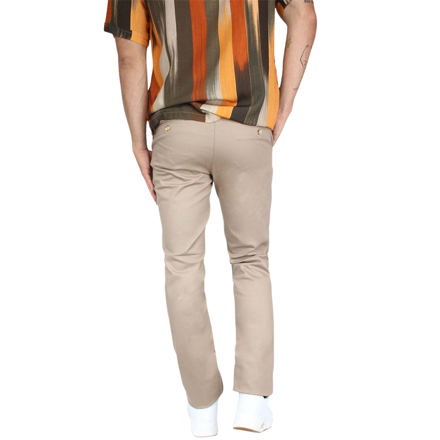 Men's Khaki Regular Stretch Cotton Pants