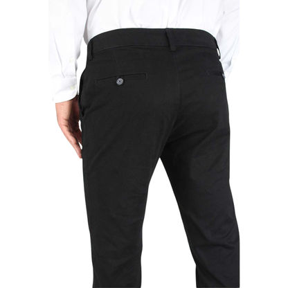 Men's Black Slim Fit Chino Trousers Cotton