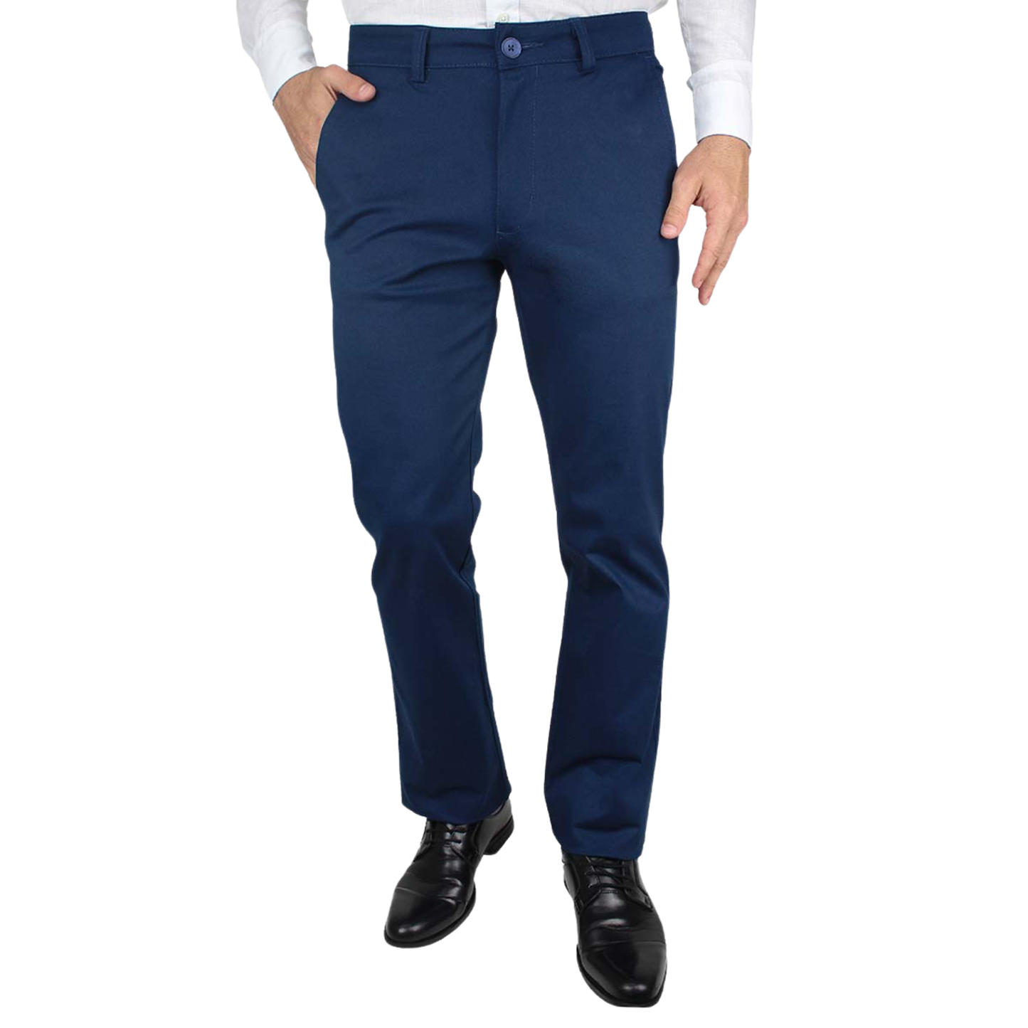 Pantalón Corte Regular Color Azul Plúmbago De Algodón Para Caballero