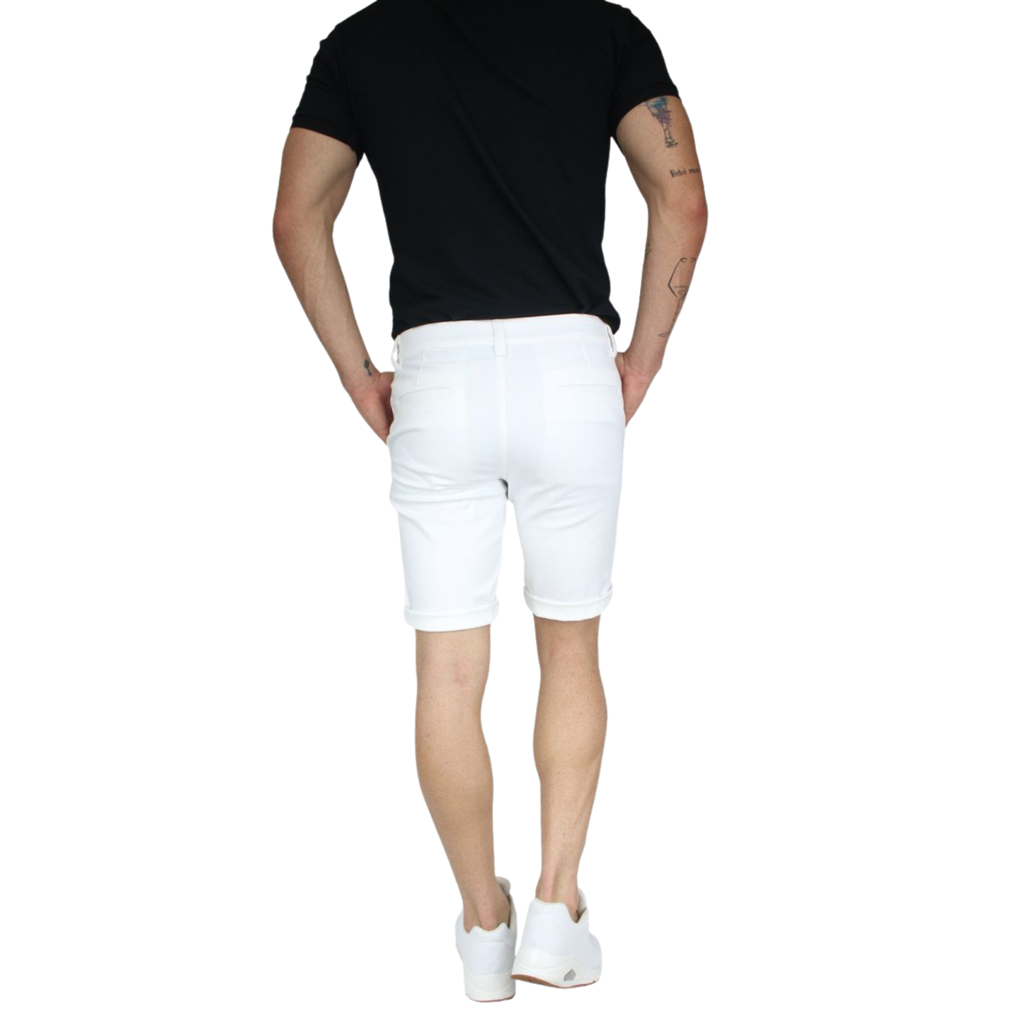 Bermuda De Vestir Color Blanco De Algodón Corte Slim Fit Para Hombre