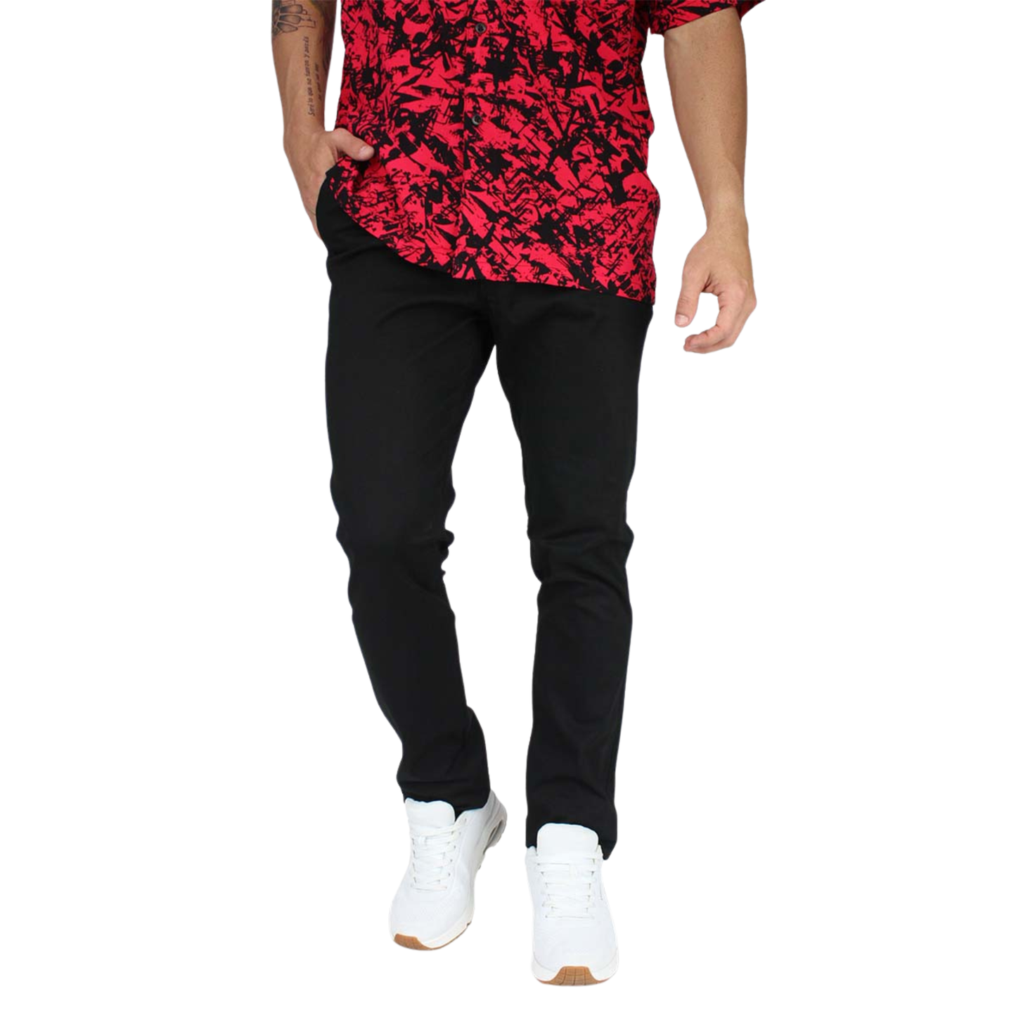 Pantalón Slim Fit Negro De Vestir Algodón Stretch Para Caballero